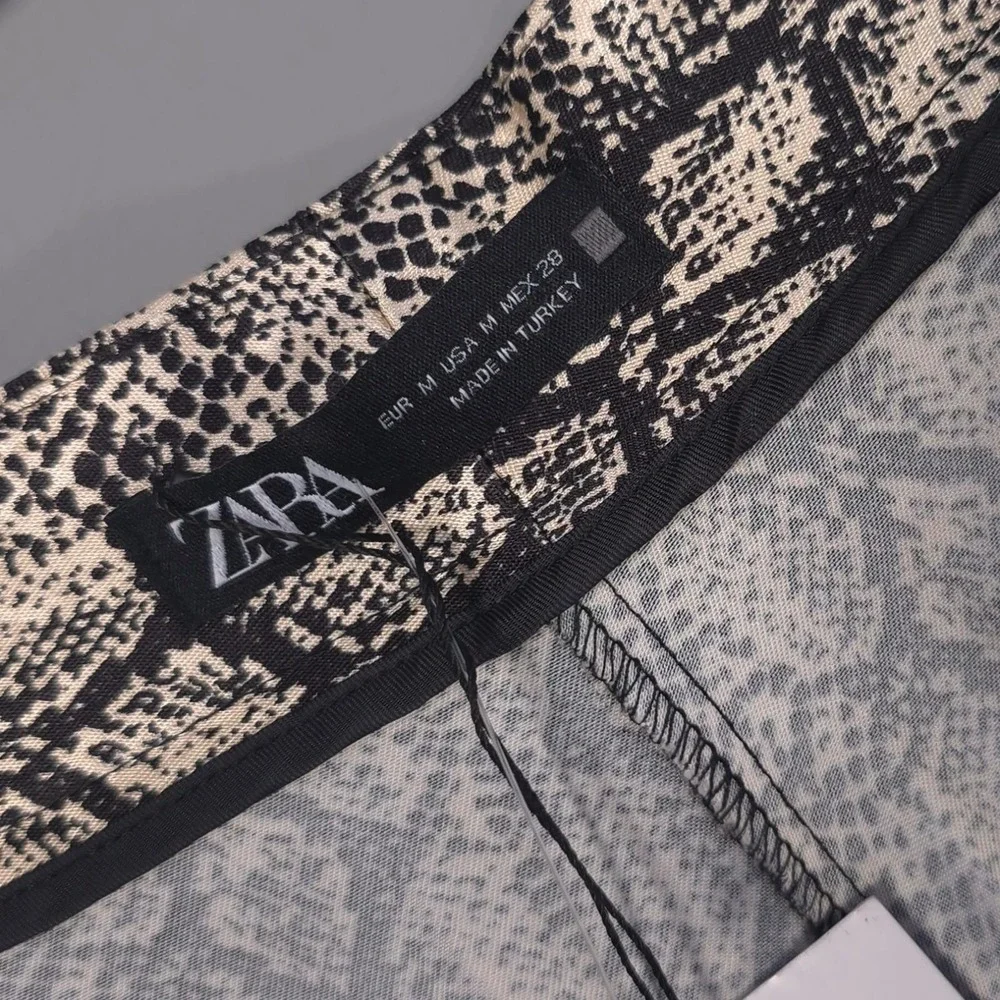 ZARA New Trousers Pants MEDIUM Snake Print Flared Boot HighRise Flowing 7484/231